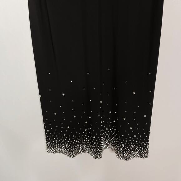 Dressbarn Medium Black Sequin Rhinestone Cold Shoulder Sheath Dress Short Sleeve - Picture 4 of 10
